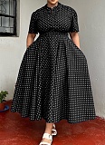 Summer Short Sleeve V Neck Bohemian Polka Dot Printed Oversized Dress