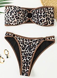 Blue and White Porcelain Print Bandeau Sexy Bikini Swimsuit Set