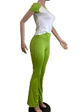 Spring And Summer Contrast Color Casual Sports Yoga Pants Two-Piece Suit For Women