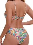 Floral Print Briefs Sexy Bikini Swimsuit Set