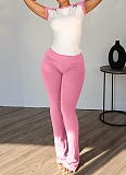 Spring And Summer Contrast Color Casual Sports Yoga Pants Two-Piece Suit For Women