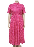 Summer Short Sleeve V Neck Bohemian Polka Dot Printed Oversized Dress