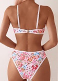 Floral Print Briefs Sexy Bikini Swimsuit Set