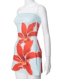 New Floral Print Tube Top Short Hip Dress