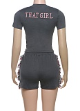 Sexy Slim Short Embroidered Top High Waist Tassel Shorts Two-Piece Set