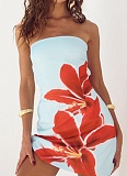 New Floral Print Tube Top Short Hip Dress