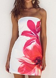 New Floral Print Tube Top Short Hip Dress