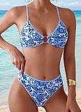 Floral Print Briefs Sexy Bikini Swimsuit Set