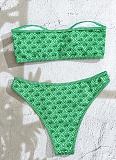 Blue and White Porcelain Print Bandeau Sexy Bikini Swimsuit Set