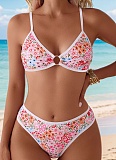 Floral Print Briefs Sexy Bikini Swimsuit Set