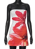 New Floral Print Tube Top Short Hip Dress