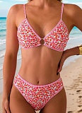 Floral Print Briefs Sexy Bikini Swimsuit Set