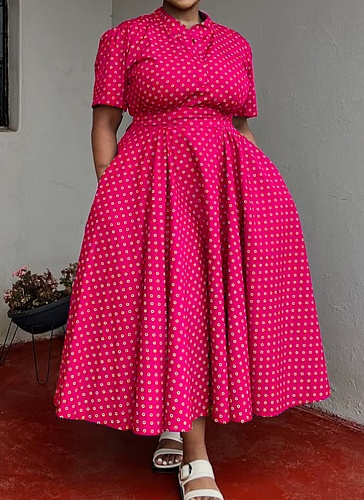Summer Short Sleeve V Neck Bohemian Polka Dot Printed Oversized Dress