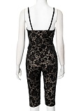 New Sexy Lace See-Through Suspender Top Hip Lifting Casual Pants Two-Piece Set