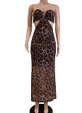 Summer New Leopard Print Sexy Wrap Chest Mesh Dress