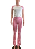 Spring And Summer Contrast Color Casual Sports Yoga Pants Two-Piece Suit For Women