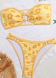 Blue and White Porcelain Print Bandeau Sexy Bikini Swimsuit Set