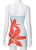 New Floral Print Tube Top Short Hip Dress