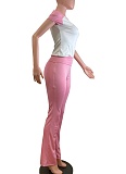 Spring And Summer Contrast Color Casual Sports Yoga Pants Two-Piece Suit For Women