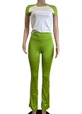 Spring And Summer Contrast Color Casual Sports Yoga Pants Two-Piece Suit For Women