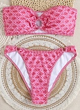 Blue and White Porcelain Print Bandeau Sexy Bikini Swimsuit Set