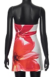 New Floral Print Tube Top Short Hip Dress