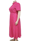 Summer Short Sleeve V Neck Bohemian Polka Dot Printed Oversized Dress