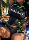 Fashion Casual Printed Round Neck Short-Sleeved T-Shirt Drawstring Shorts Two-Piece Set