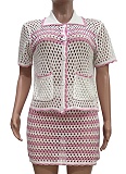 New Women'S Casual Loose Knitted Shirt Beach Dress Two-Piece Suit
