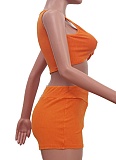 Women Solid Color Crop Vest And Shorts Casual 2 Pieces Sets TR-1309