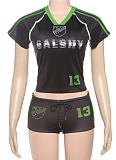 Fashion Casual Printed Round Neck Short-Sleeved T-Shirt Drawstring Shorts Two-Piece Set