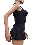 New Women'S Casual Washed Sleeveless Bubble Jumpsuit Shorts