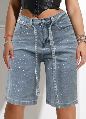 New Women'S Loose Denim Perm Diamond Shorts