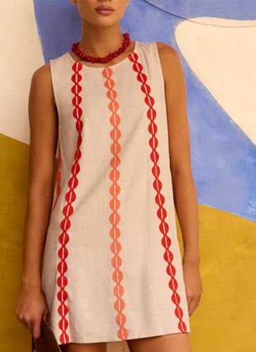 New Round Neck Printed Casual All-Match Dress
