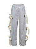 Casual Fashion Tie Bowknot Solid Color Trousers