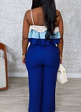Spring And Summer Suspender Chest Wrap Ruffled Top High Waist Trousers Two-Piece Set