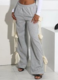 Casual Fashion Tie Bowknot Solid Color Trousers