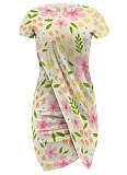 Casual Printed Short Sleeve Round Neck Irregular Dress