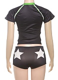 Fashion Casual Printed Round Neck Short-Sleeved T-Shirt Drawstring Shorts Two-Piece Set