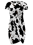 Casual Printed Short Sleeve Round Neck Irregular Dress