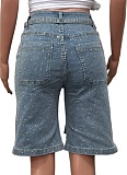 New Women'S Loose Denim Perm Diamond Shorts