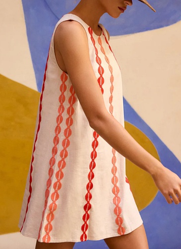 New Round Neck Printed Casual All-Match Dress
