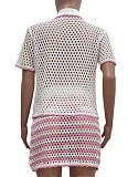 New Women'S Casual Loose Knitted Shirt Beach Dress Two-Piece Suit