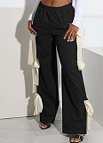 Casual Fashion Tie Bowknot Solid Color Trousers
