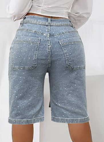 New Women'S Loose Denim Perm Diamond Shorts