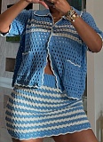 New Women'S Casual Loose Knitted Shirt Beach Dress Two-Piece Suit