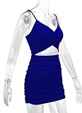 Women'S Solid Color Suspender V-Neck Hollow Dress