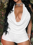 Summer New Style Halter Neck Backless Tie Rope Top Shorts Two Piece Suit For Women