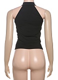 Personalized Stand Collar Solid Color Slim Sexy Sleeveless T-Shirt