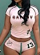 Fashion Casual Printed Round Neck Short-Sleeved T-Shirt Drawstring Shorts Two-Piece Set